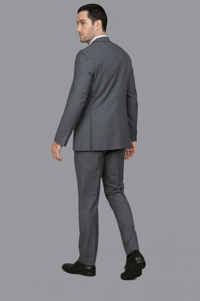 Authentic Statement Brand Charcoal Gray Sharkskin 2-Button Suit - High End Suits - High Quality Suits
