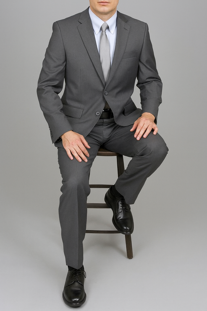 Authentic Statement Brand Charcoal Gray Sharkskin 2-Button Suit - High End Suits - High Quality Suits