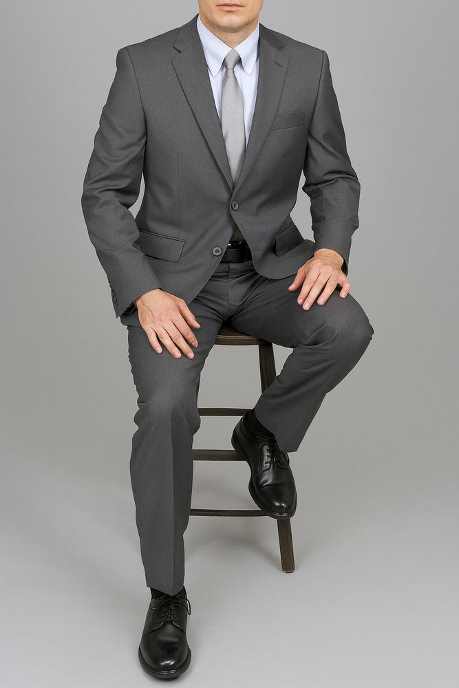 Authentic Statement Brand Charcoal Gray Sharkskin 2-Button Suit - High End Suits - High Quality Suits