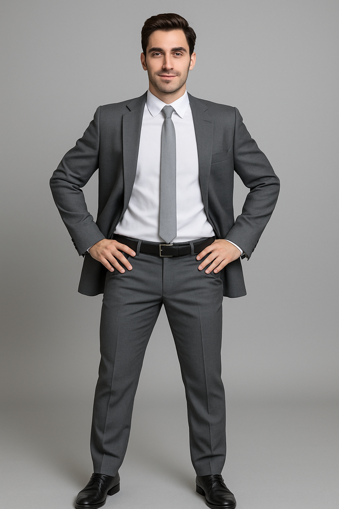 Authentic Statement Brand Charcoal Gray Sharkskin 2-Button Suit - High End Suits - High Quality Suits