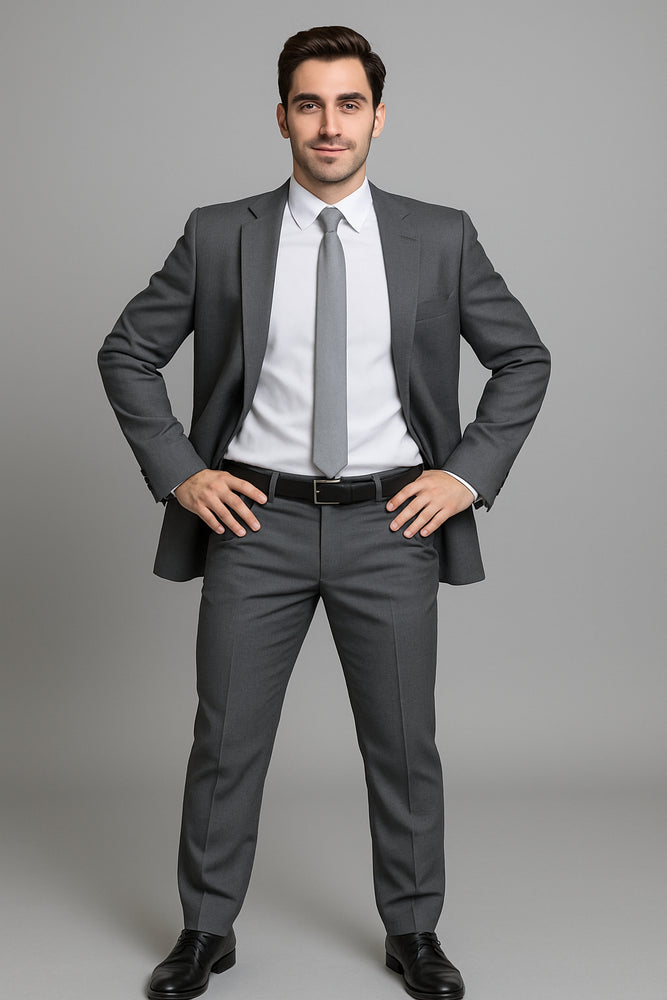 Authentic Statement Brand Charcoal Gray Sharkskin 2-Button Suit - High End Suits - High Quality Suits