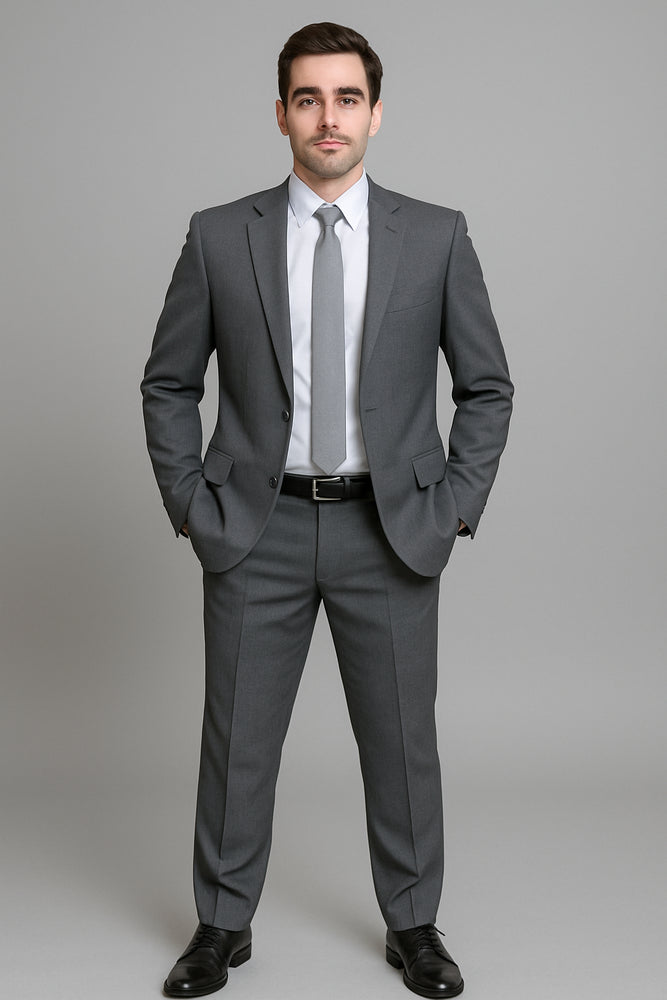 Authentic Statement Brand Charcoal Gray Sharkskin 2-Button Suit - High End Suits - High Quality Suits