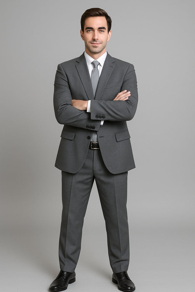 Authentic Statement Brand Charcoal Gray Sharkskin 2-Button Suit - High End Suits - High Quality Suits