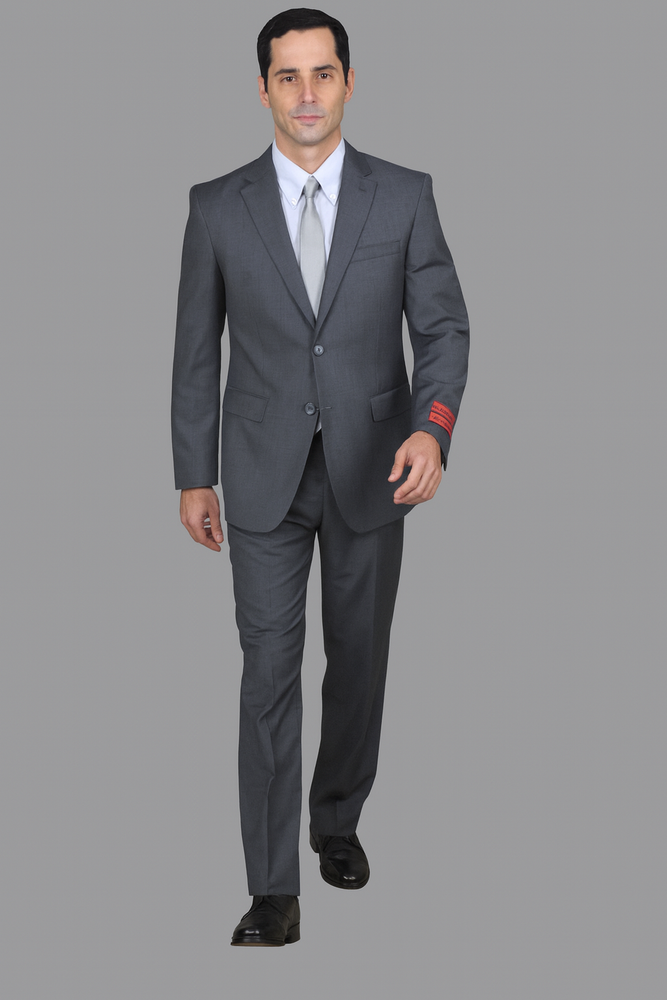 Authentic Statement Brand Charcoal Gray Sharkskin 2-Button Suit - High End Suits - High Quality Suits