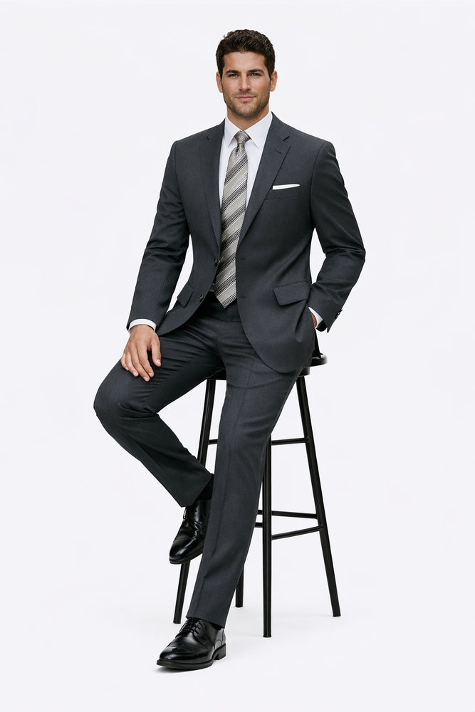 Authentic Statement Brand Men's 2 Button Suit Black- High End Suits - High Quality Suits