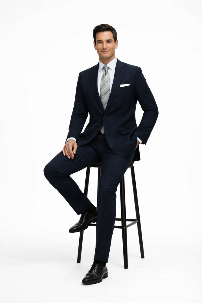 Authentic Statement Brand Men's 2 Button Suit Black- High End Suits - High Quality Suits