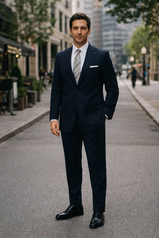Authentic Statement Brand Men's 2 Button Suit Black- High End Suits - High Quality Suits