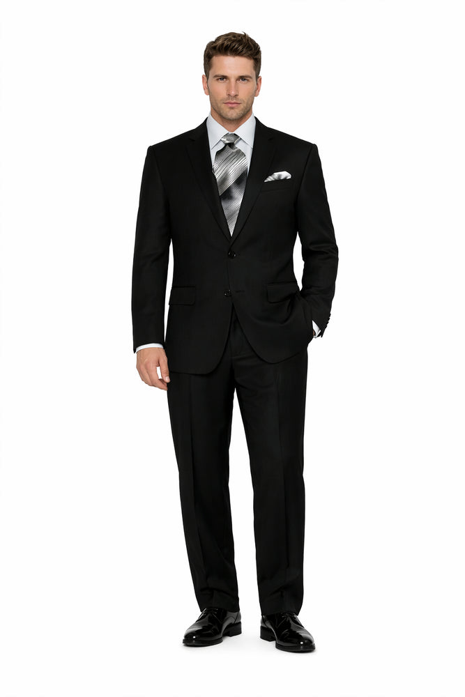 Authentic Statement Brand Men's 2 Button Suit Black- High End Suits - High Quality Suits