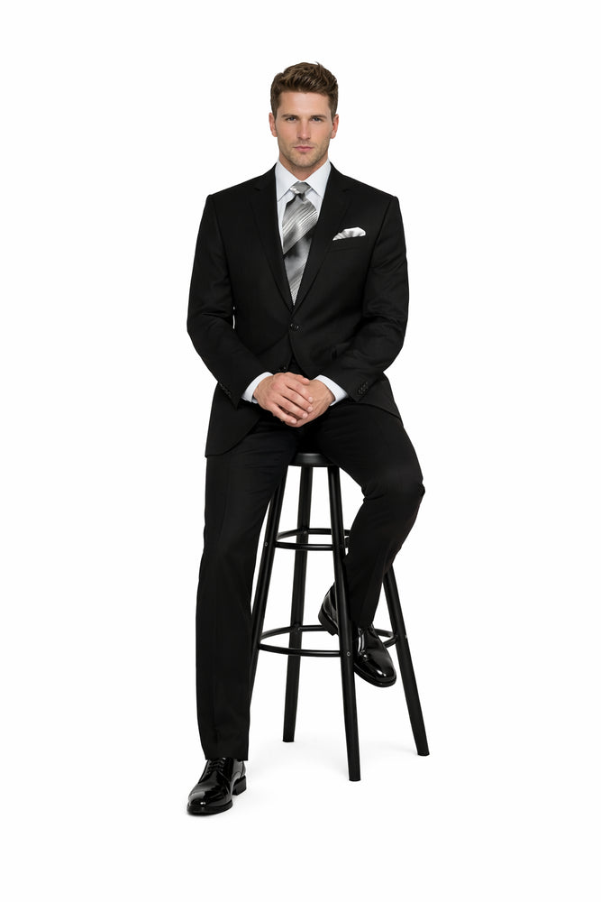 Authentic Statement Brand Men's 2 Button Suit Black- High End Suits - High Quality Suits