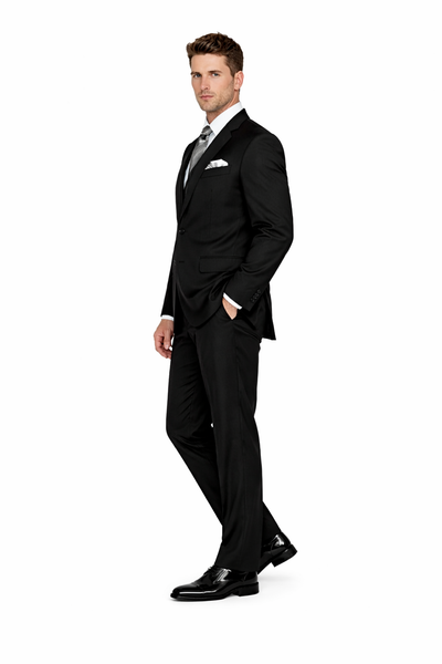 Authentic Statement Brand Men's 2 Button Suit Black- High End Suits - High Quality Suits