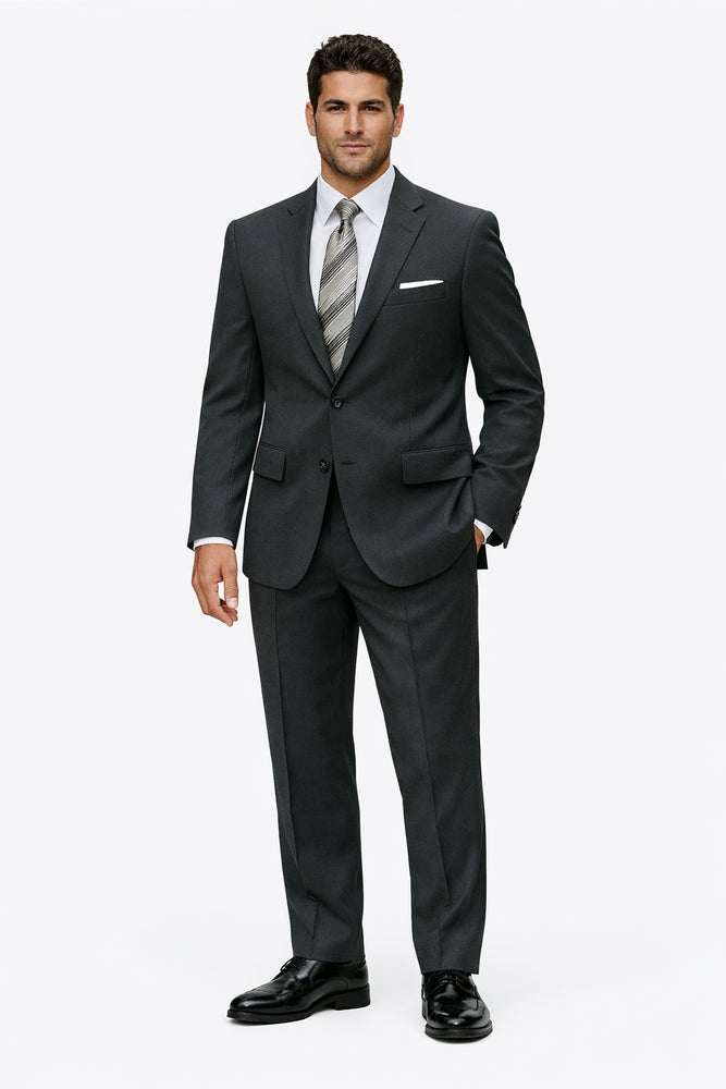 Authentic Statement Brand Men's 2 Button Suit Black- High End Suits - High Quality Suits