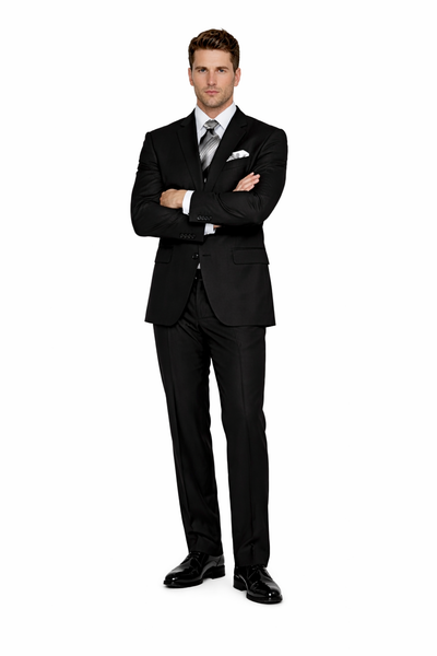 Authentic Statement Brand Men's 2 Button Suit Black- High End Suits - High Quality Suits