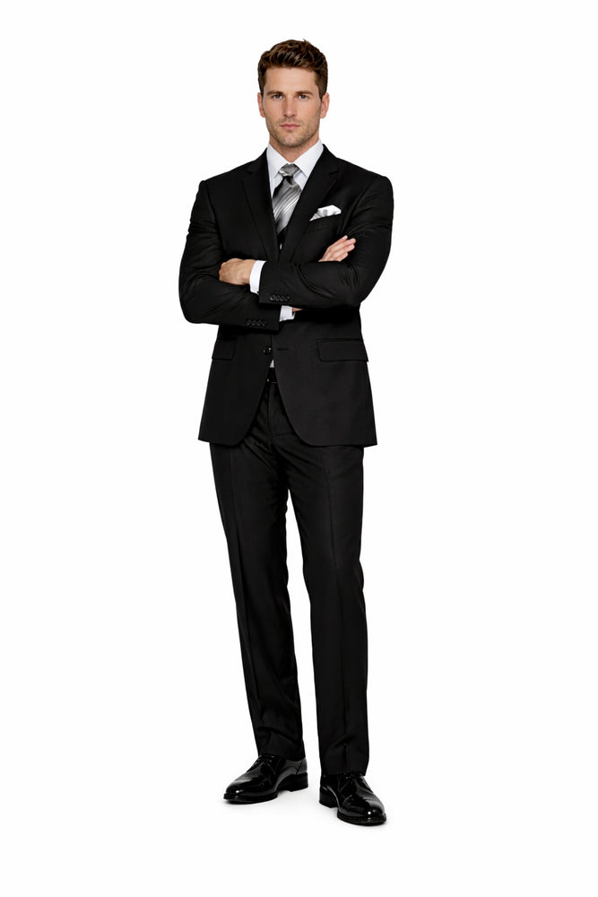 Authentic Statement Brand Men's 2 Button Suit Black- High End Suits - High Quality Suits