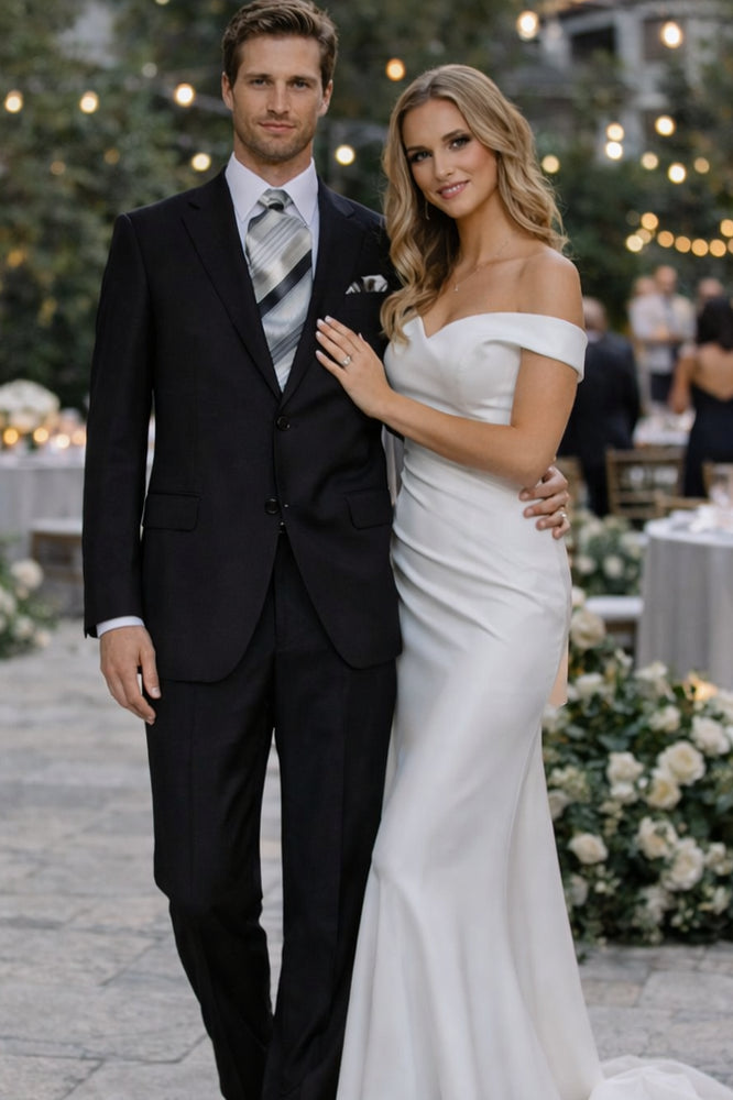 Authentic Statement Brand Men's 2 Button Suit Black- High End Suits - High Quality Suits