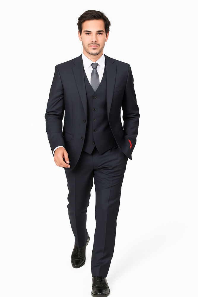 Authentic Statement Brand Men's Black Vested Suit - High End Suits - High Quality Suits
