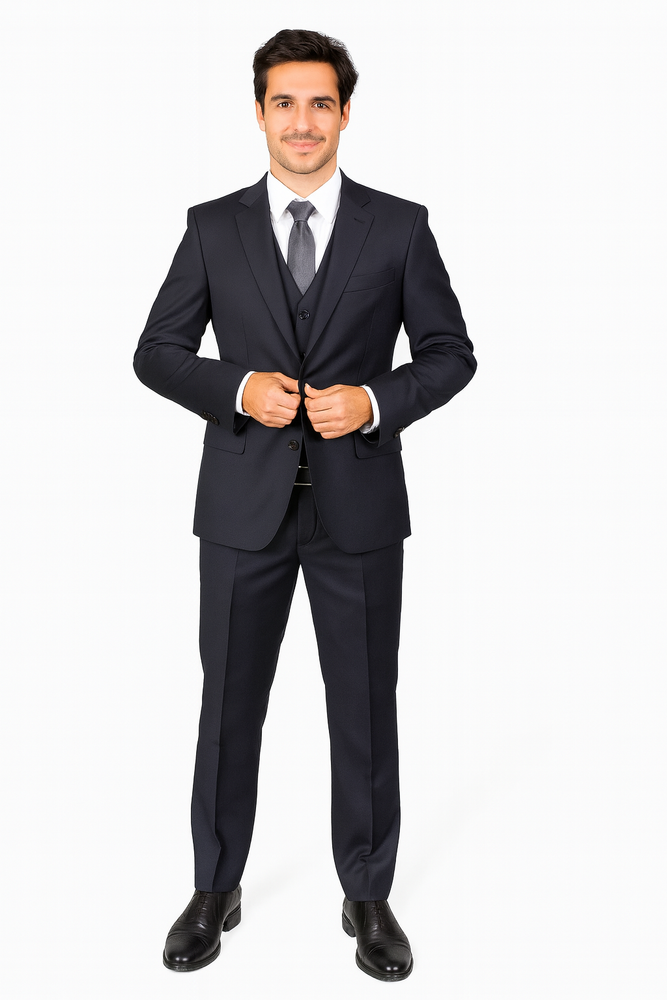 Authentic Statement Brand Men's Black Vested Suit - High End Suits - High Quality Suits