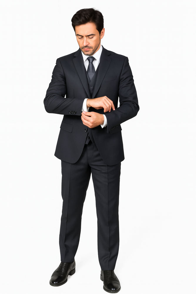Authentic Statement Brand Men's Black Vested Suit - High End Suits - High Quality Suits