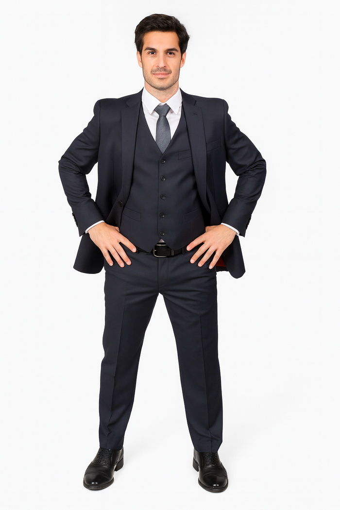 Authentic Statement Brand Men's Black Vested Suit - High End Suits - High Quality Suits