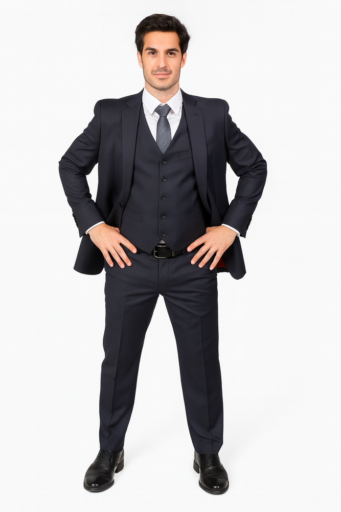 Authentic Statement Brand Men's Black Vested Suit - High End Suits - High Quality Suits