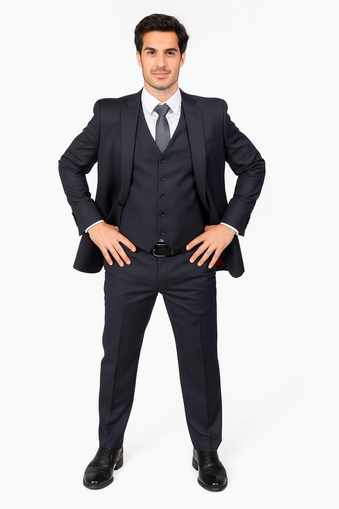 Authentic Statement Brand Men's Black Vested Suit - High End Suits - High Quality Suits