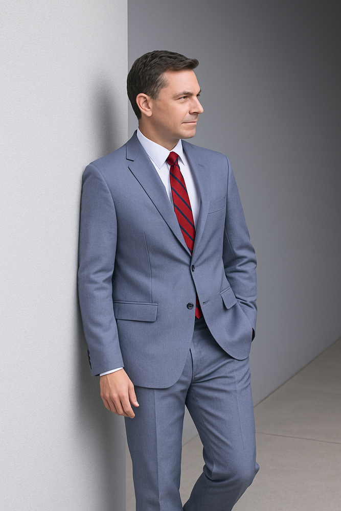 Authentic Statement Brand Men's patterned Blue 2-button Suit - High End Suits - High Quality Suits