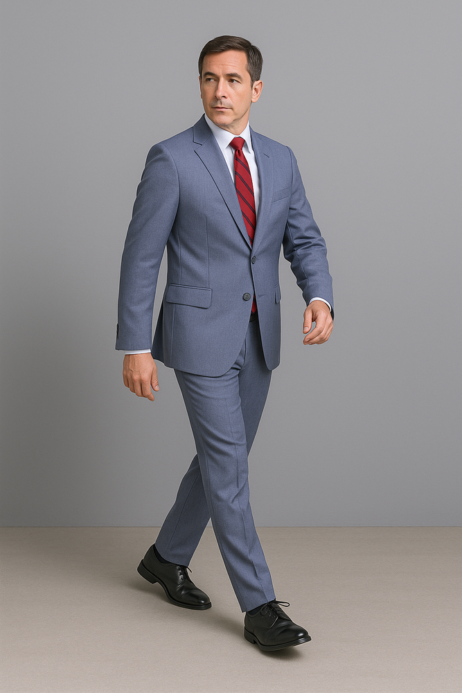 Authentic Statement Brand Men's patterned Blue 2-button Suit - High End Suits - High Quality Suits