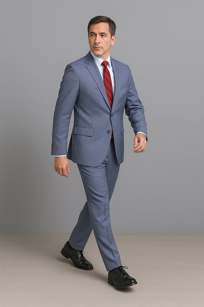 Authentic Statement Brand Men's patterned Blue 2-button Suit - High End Suits - High Quality Suits