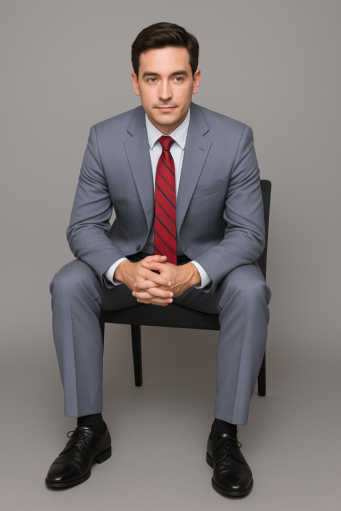 Authentic Statement Brand Men's patterned Blue 2-button Suit - High End Suits - High Quality Suits