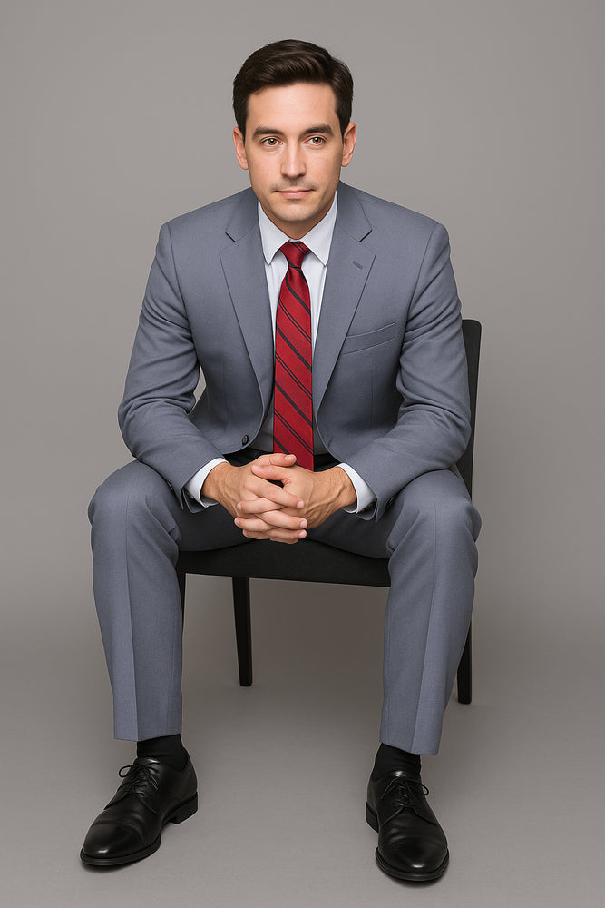 Authentic Statement Brand Men's patterned Blue 2-button Suit - High End Suits - High Quality Suits