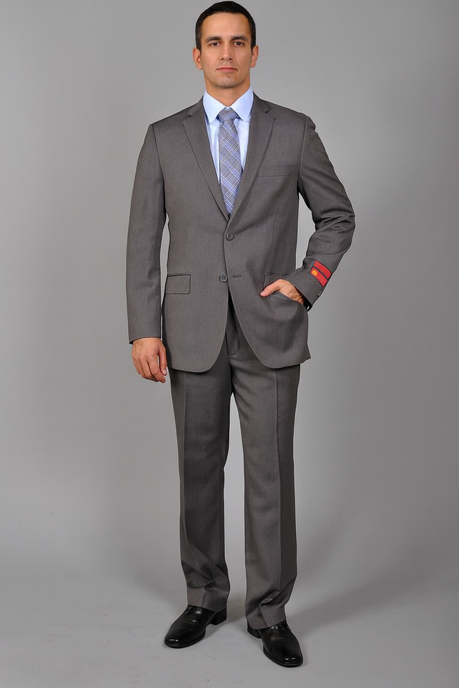 Authentic Statement Brand Men's Slim-fit Grey patterned 2-button Suit - High End Suits - High Quality Suits