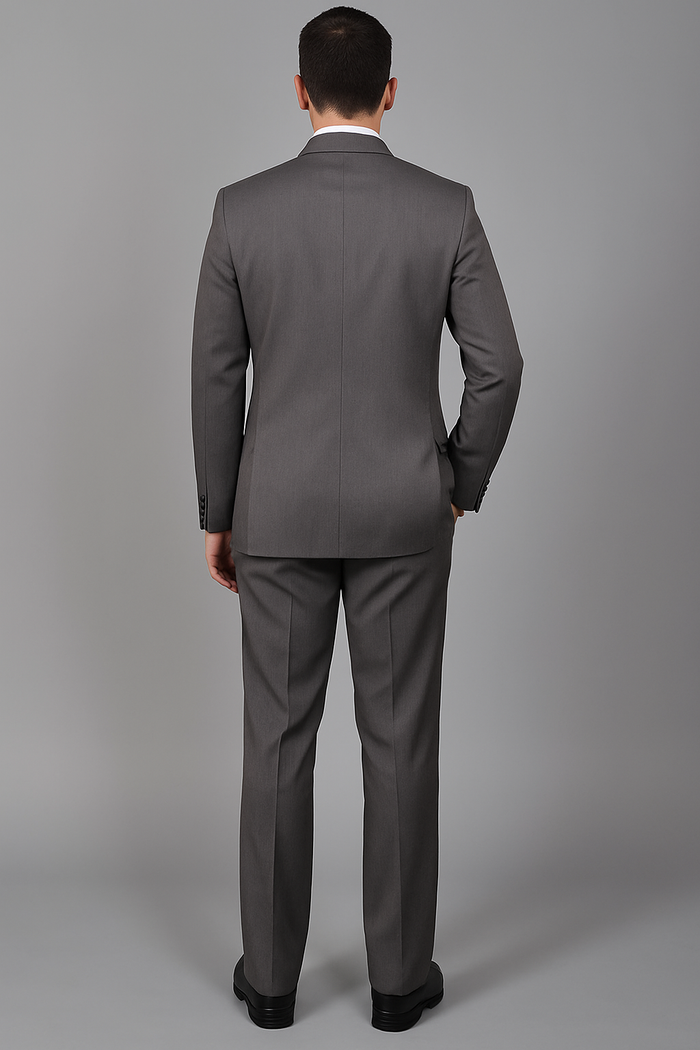 Authentic Statement Brand Men's Slim-fit Grey patterned 2-button Suit - High End Suits - High Quality Suits