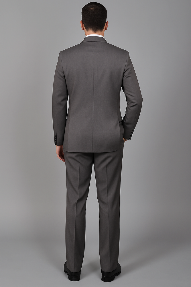 Authentic Statement Brand Men's Slim-fit Grey patterned 2-button Suit - High End Suits - High Quality Suits