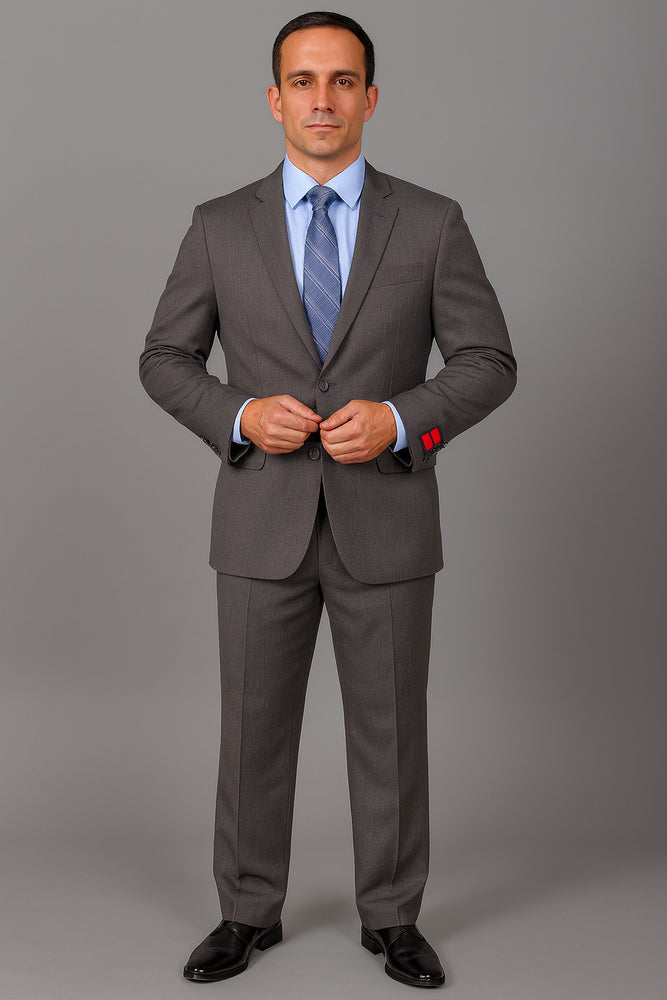 Authentic Statement Brand Men's Slim-fit Grey patterned 2-button Suit - High End Suits - High Quality Suits