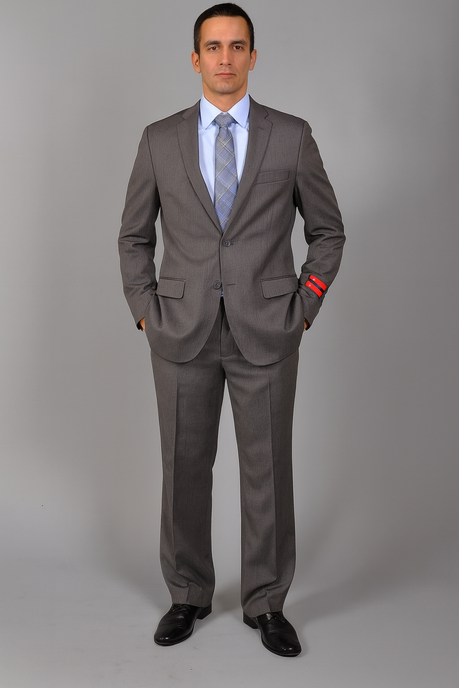 Authentic Statement Brand Men's Slim-fit Grey patterned 2-button Suit - High End Suits - High Quality Suits
