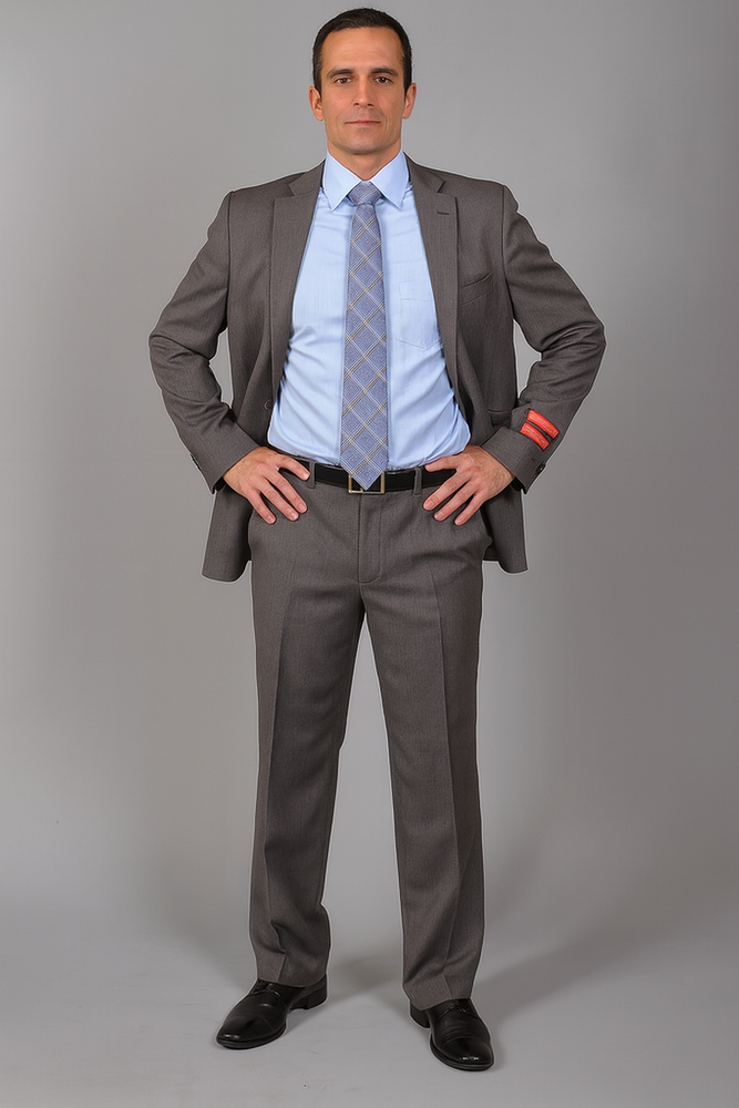 Authentic Statement Brand Men's Slim-fit Grey patterned 2-button Suit - High End Suits - High Quality Suits