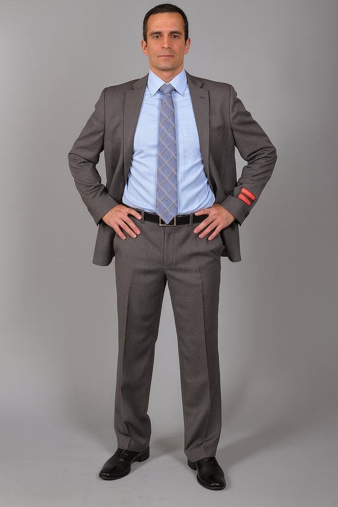 Authentic Statement Brand Men's Slim-fit Grey patterned 2-button Suit - High End Suits - High Quality Suits