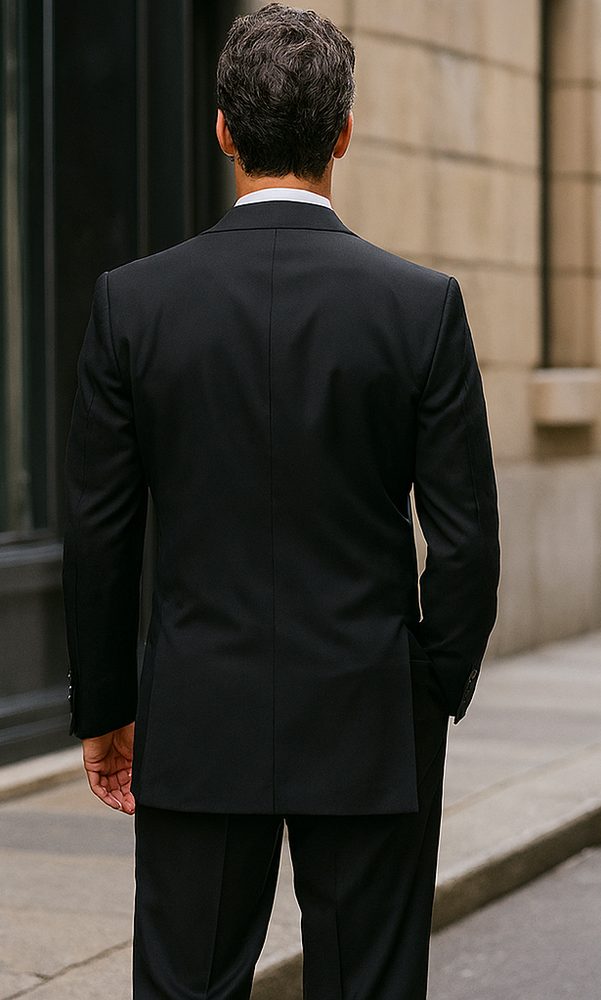 Authentic Statement Brand Men's 2 Button Suit Black- High End Suits - High Quality Suits