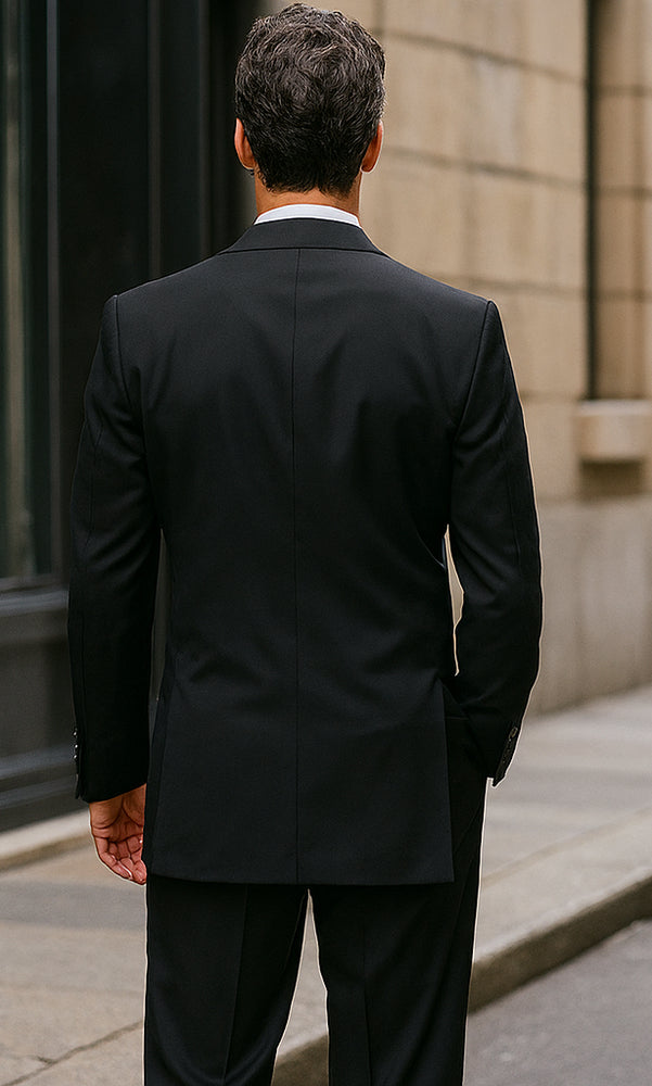 Authentic Statement Brand Men's 2 Button Suit Black- High End Suits - High Quality Suits