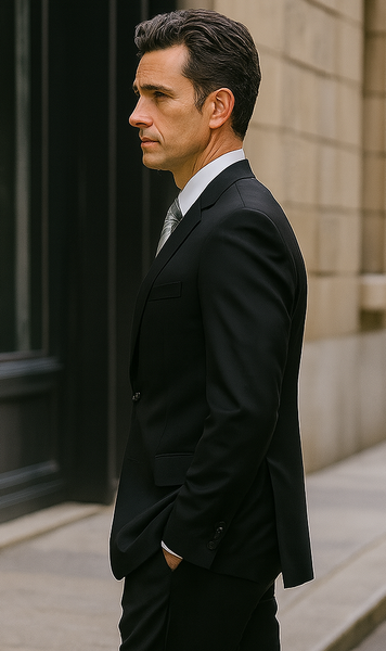 Authentic Statement Brand Men's 2 Button Suit Black- High End Suits - High Quality Suits