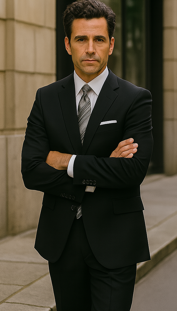 Authentic Statement Brand Men's 2 Button Suit Black- High End Suits - High Quality Suits