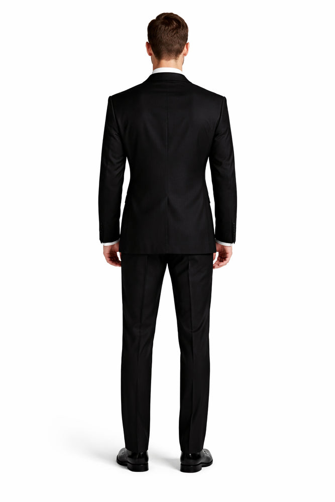 Authentic Statement Brand Men's Peak Lapel 1 Button Solid Black Tuxedo Suit - High End Suits - High Quality Suits