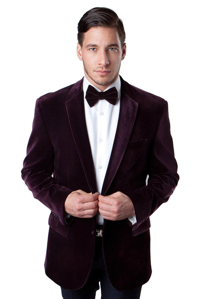 Men's Burgundy Velvet Blazer from Tazzio Suits