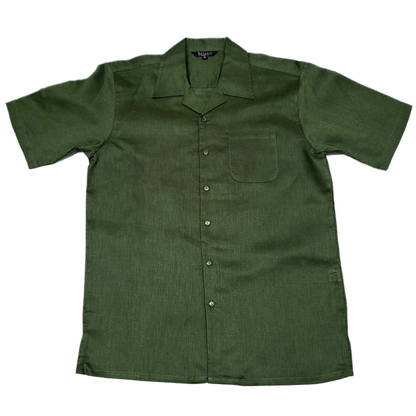 Mens Hunter Green Linen Shirt and Pants Casual Outfit Set