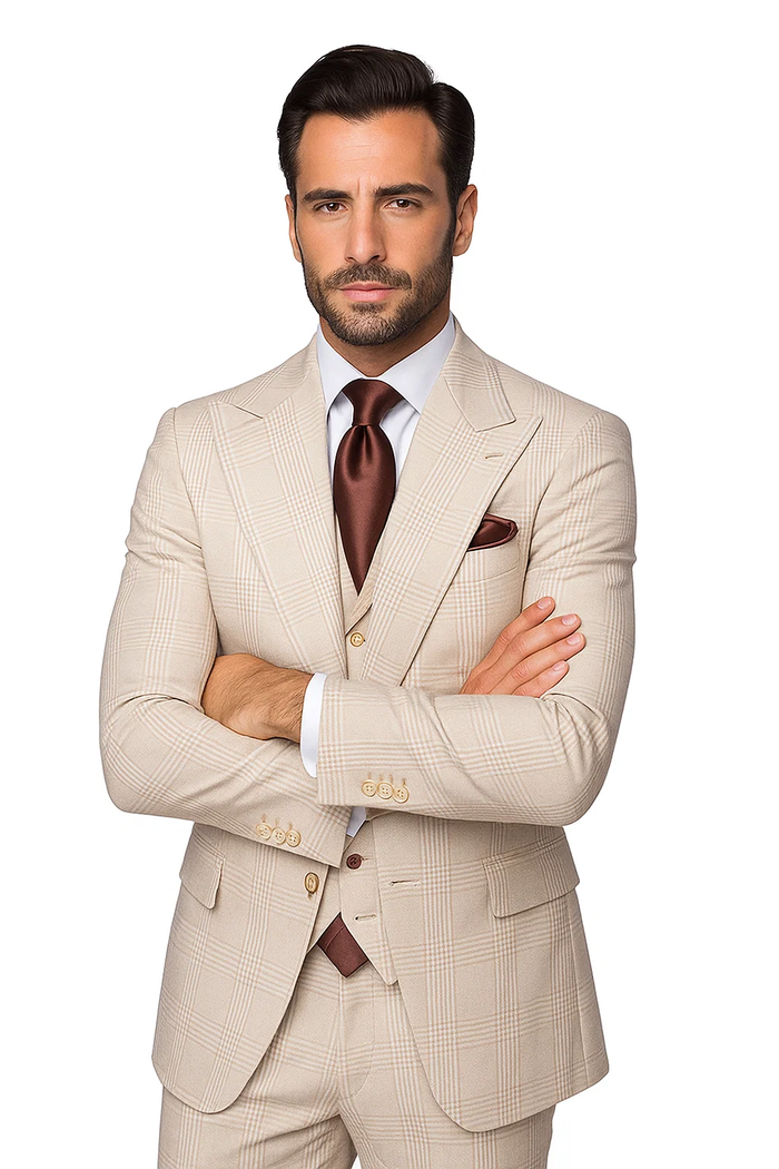 Suits With Baggy Pleated Pants - Wide Leg Pants 100% Wool - Classic Fit inac by Rossiman