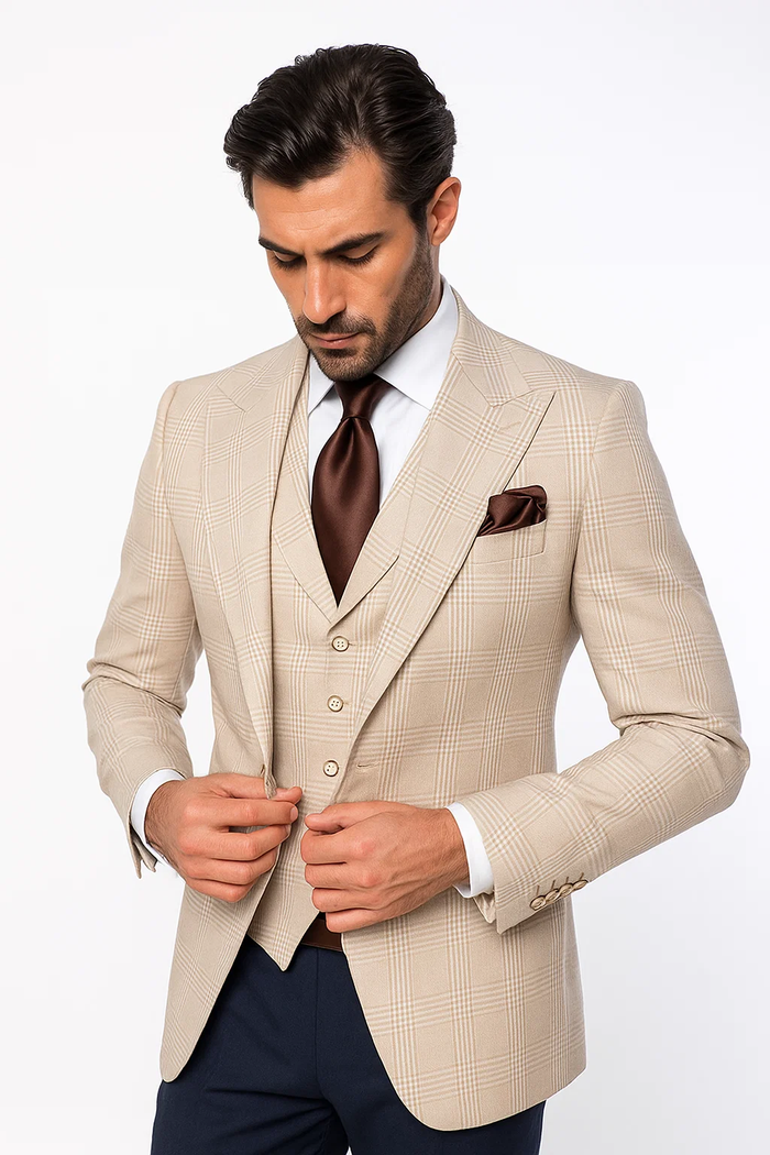 Suits With Baggy Pleated Pants - Wide Leg Pants 100% Wool - Classic Fit inac by Rossiman