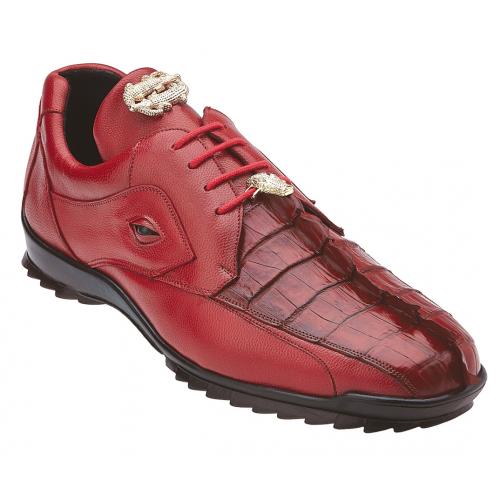 Belvedere Vasco Men's Brown Genuine Hornback Crocodile & Soft Calf Sneakers