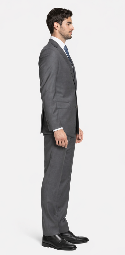 Bertolini 2PC Gray Two-button Suit Wool & Silk