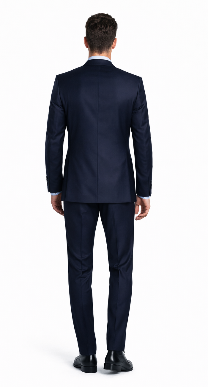 Bertolini 3 Piece Wool Solid Navy Suit