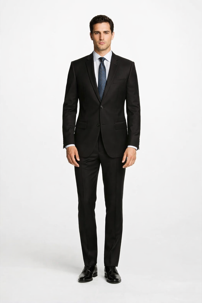 Bertolini Silk & Fabric Suit Black- High End Suits - High Quality Suits