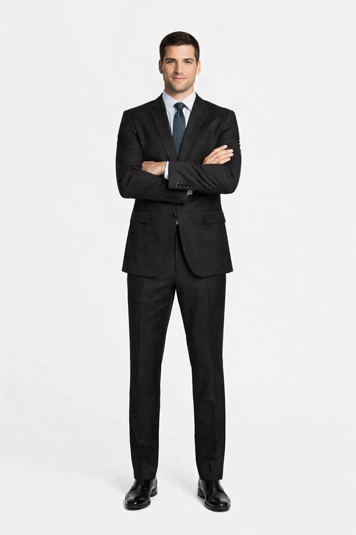 Bertolini Silk & Fabric Suit Black- High End Suits - High Quality Suits